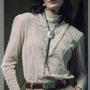 Double D Ranch Juliette Lace top bone color  Large